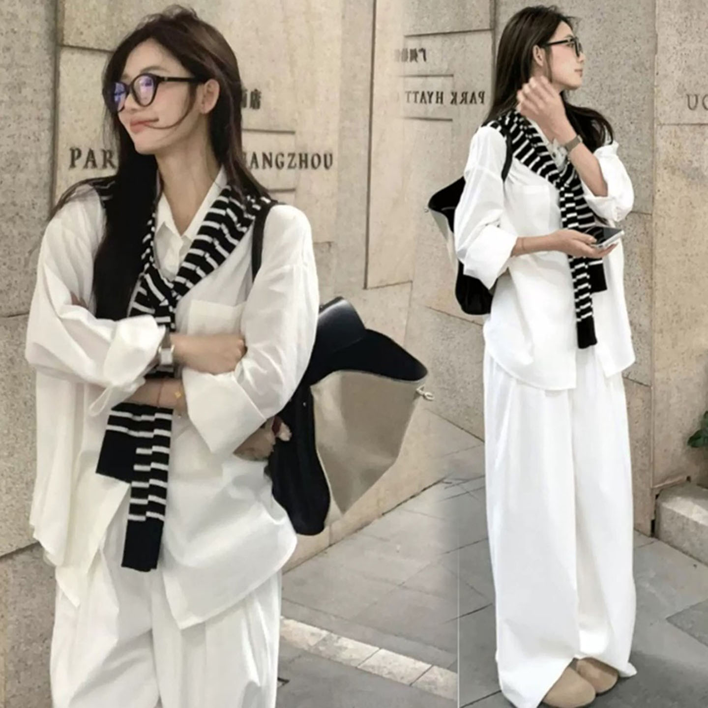 AUMS孕妇衬衫上衣披肩阔腿裤