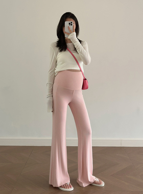 孕妇微喇裤子秋冬季加绒加厚2025新款不勒肚子外穿孕期瑜伽打底裤