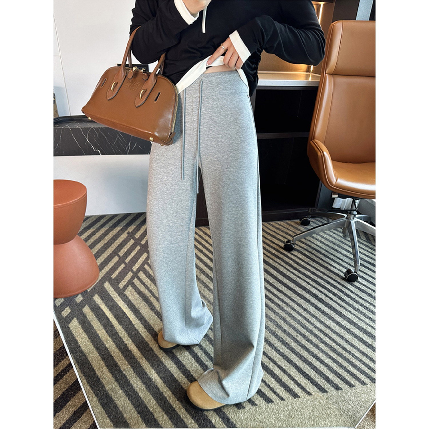 孕妇阔腿裤子春夏外穿2026新款不勒肚子垂感直筒休闲拖地长裤春装