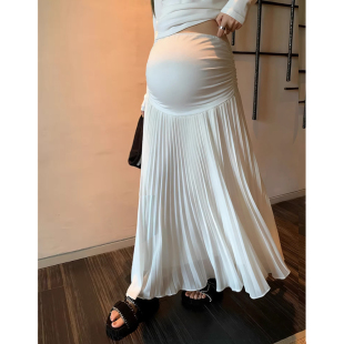 雪纺百褶裙子夏季 宽松托腹显瘦A字中长款 2026新款 孕妇半身裙春装