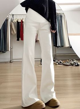 孕妇微喇牛仔裤外穿秋冬季加绒加厚2025新款孕期不勒肚子保暖裤子