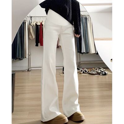 孕妇微喇牛仔裤外穿秋冬季加绒加厚2025新款孕期不勒肚子保暖裤子