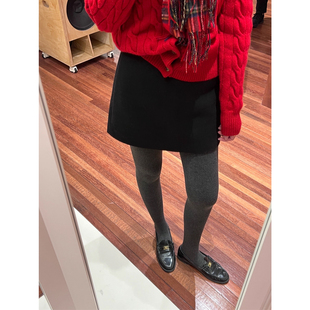 黑色孕妇毛呢包臀短裙子女秋冬季 小个子miu系孕期半身裙 2025新款