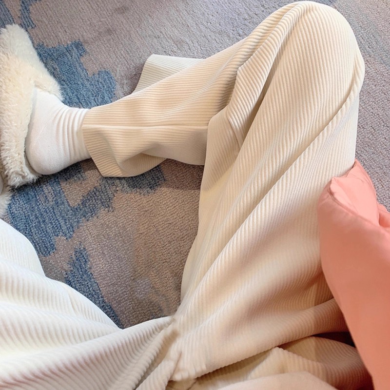 AUMS孕妇灯芯绒阔腿直筒打底裤子