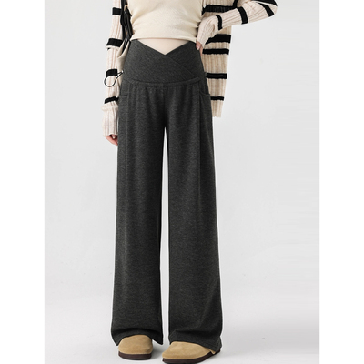 AUMS交叉低腰孕妇糯米阔腿裤