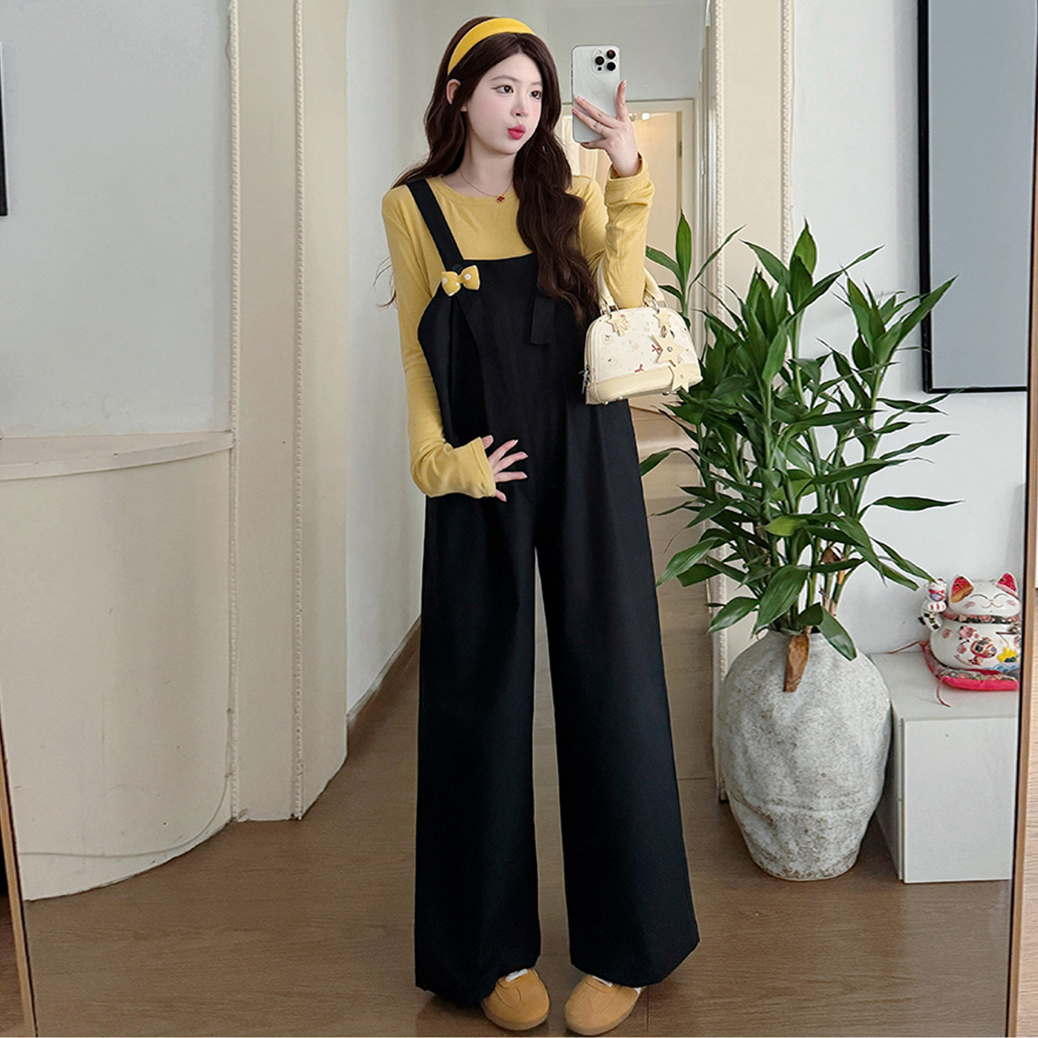 2026孕妇装春季新款韩版休闲简约麻棉背带裤+慵懒针织衫,孕妇装/孕产妇用品/营养,套装,淘宝优惠券,粉丝福利购,淘宝优惠卷