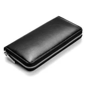 跨境亚马逊新款牛皮男士真皮长款拉链钱包大容量防盗刷手拿包