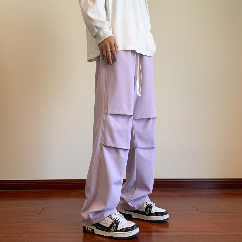 防水三合一冲锋裤男春夏季伞兵裤直筒宽松机能裤潮-K685-P38粉紫图片