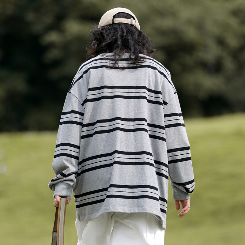 280G重磅圆领条纹打底衫美式简约T恤长袖男女情侣款潮-2396-灰P58,男装卫衣,星座307-3(原516-1)
