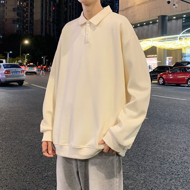黑色重磅polo衫卫衣男士秋季痞帅轻熟风成熟稳重男装内搭长袖t恤,男装卫衣,星座307-3(原516-1)