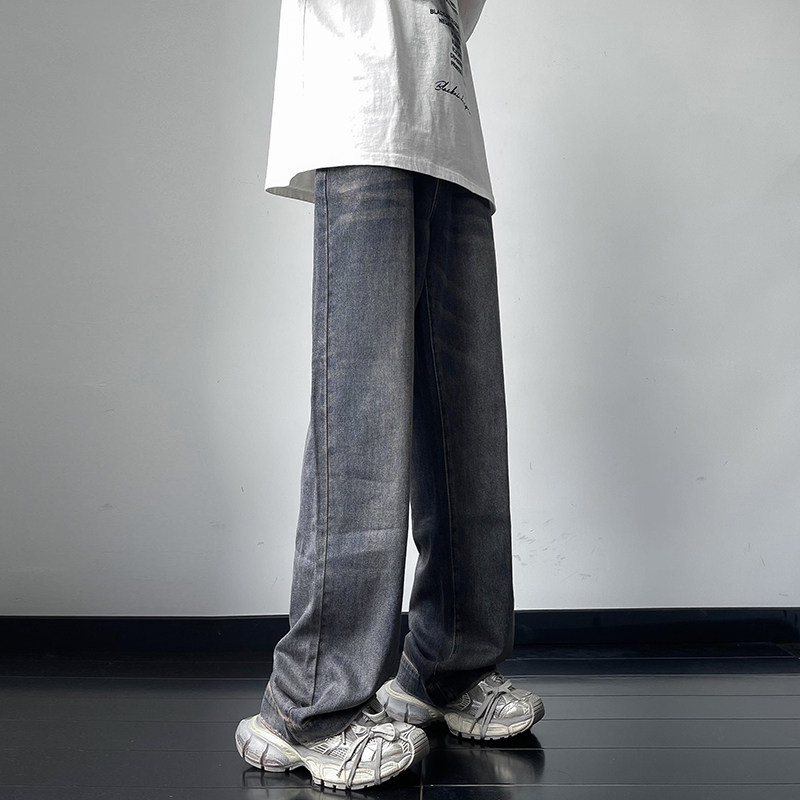 美式复古牛仔裤男宽松休闲直筒老爹裤阔腿裤潮牌长裤-K058-P48蓝，男装牛仔裤，星座307-3(原516-1)