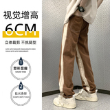水洗牛仔裤男秋ins潮牌直筒裤美式高街修身微喇裤-BK305-P45咖色，男装牛仔裤，星座307-3(原516-1)