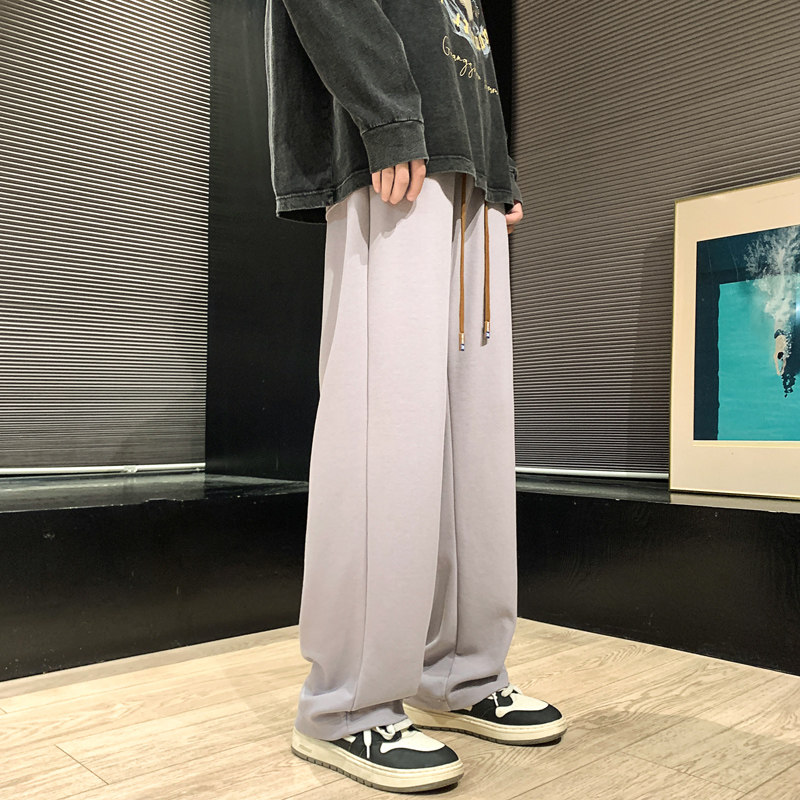 卫裤男2024秋季垂感oversize裤子宽松直筒阔腿长裤-K657-P38浅绿,男装休闲裤,星座307-3(原516-1)