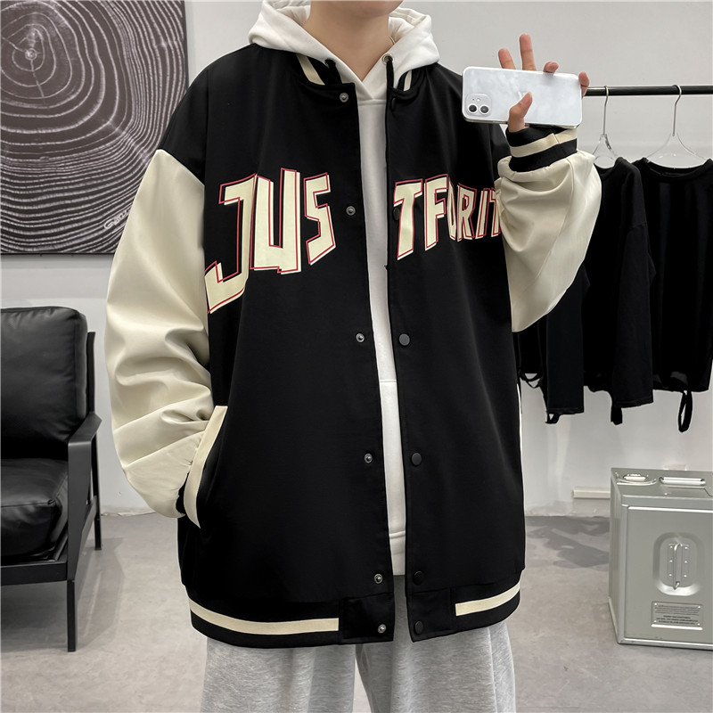 2024秋季棒球服男ins潮流宽松韩版港风嘻哈外套-JK817-P60黑色,男装夹克,星座307-3(原516-1)