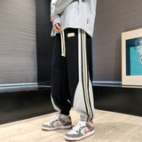 春夏季卫裤男拼接条纹休闲裤子男束脚裤韩版潮流运动裤-K652-P55，男装休闲裤，星座307-3(原516-1)