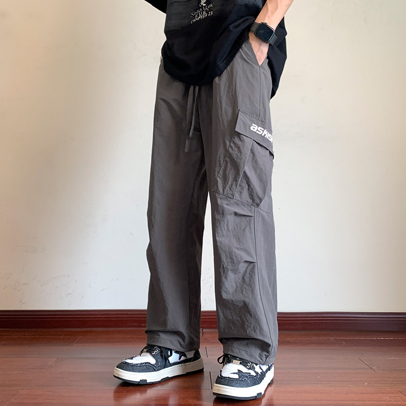 日系工装休闲裤男生2024春夏季宽松阔腿裤直筒长裤男潮-K859-P55,男装休闲裤,星座307-3(原516-1)