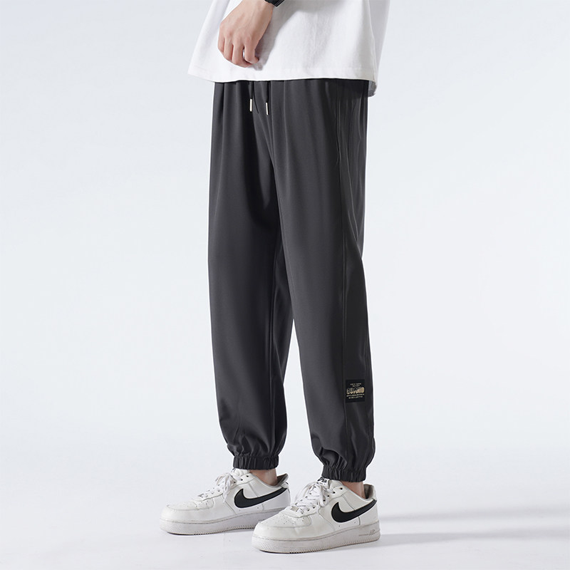 夏季裤子2023宽松束脚运动男士九分冰丝速干休闲裤-K823-P35深灰,男装休闲裤,星座307-3(原516-1)