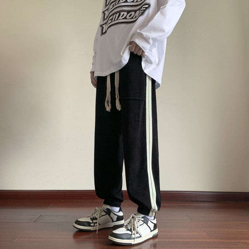 束脚运动卫裤男秋季美式oversize裤子设计感休闲裤-K666-P48深灰,男装休闲裤,星座307-3(原516-1)