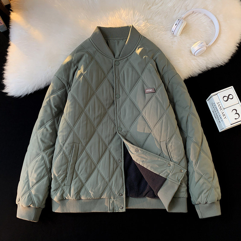 日系菱格冬季外套男士棉衣潮牌宽松情侣装工装棉服潮-M28-P95平铺,男装棉衣,星座307-3(原516-1)