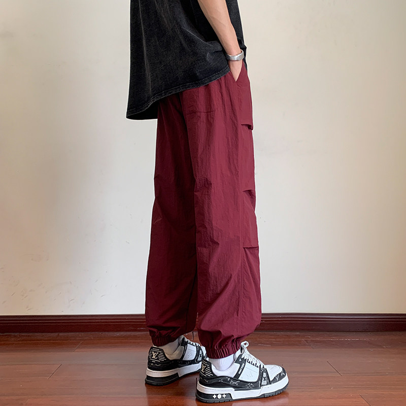 户外机能伞兵裤宽松直筒休闲裤束脚工装长裤男女潮-K861-P55黑色,男装休闲裤,星座307-3(原516-1)