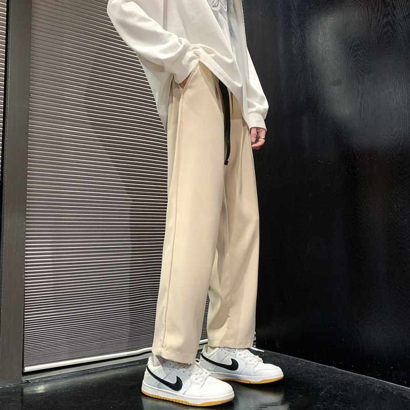 小西裤男九分秋季修身直筒休闲裤男高级垂感西装裤-K625-P48白,男装休闲裤,星座307-3(原516-1)