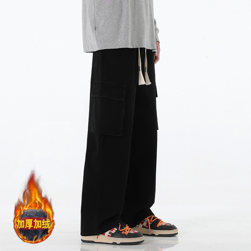 高街复古工装牛仔裤男冬季美式vibe直筒长裤潮-BK801-P58浅灰加绒,男装牛仔裤,星座307-3(原516-1)