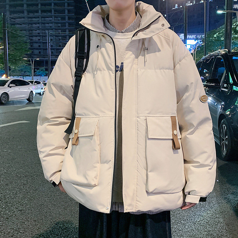 冬季立领棉服男宽松潮牌ins工装夹克冬季加厚保暖外套-M881-P95杏图片
