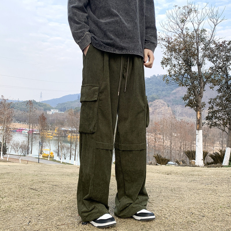 山系复古美拉德工装裤直筒宽松休闲裤高街灯芯绒长裤-K873-P48棕,男装休闲裤,星座307-3(原516-1)