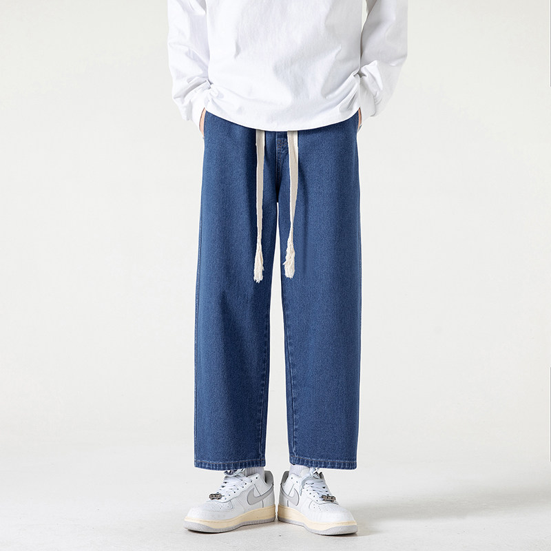 牛仔九分裤男士2024春夏季休闲直筒宽松潮牌春裤子-BK990-P40深蓝,男装牛仔裤,星座307-3(原516-1)