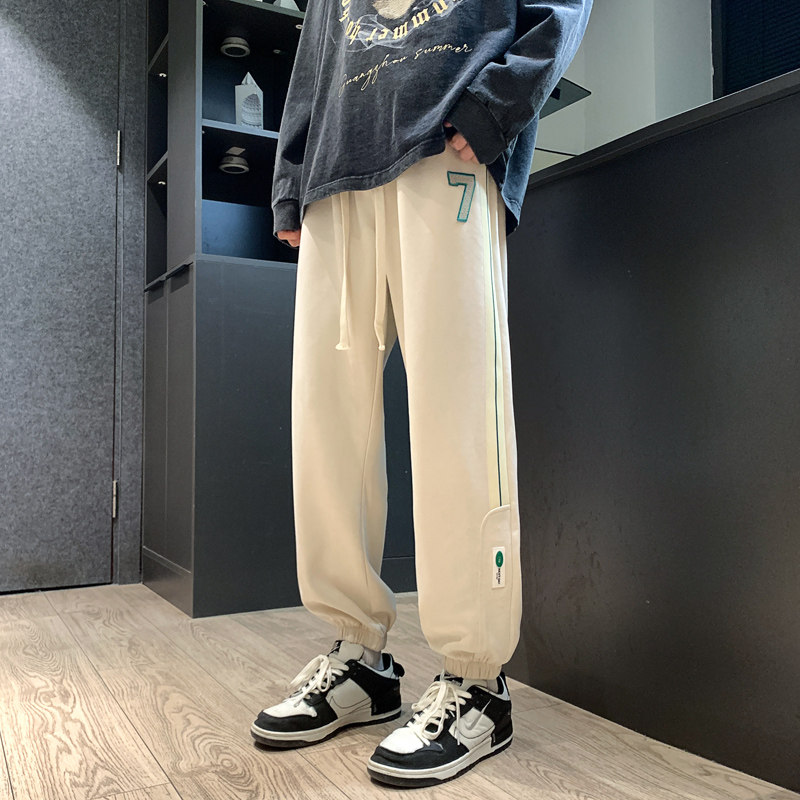 美式工装裤束脚裤男春夏哈伦裤子男宽松大码休闲裤-K660-P48卡其图片