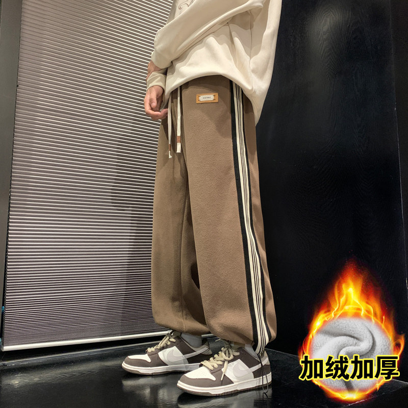 裤子男冬季抽绳束脚裤双面绒加绒加厚卫裤直筒休闲裤潮-K632-P50,男装休闲裤,星座307-3(原516-1)