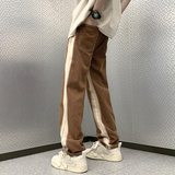 水洗牛仔裤男秋ins潮牌直筒裤美式高街修身微喇裤-BK305-P45烟灰，男装牛仔裤，星座307-3(原516-1)