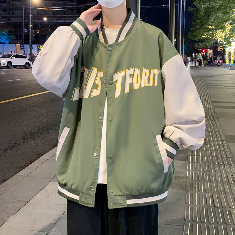 美式潮牌ins棒球服男秋季情侣宽松夹克衫休闲外套-JK817-P60黑色,男装夹克,星座307-3(原516-1)