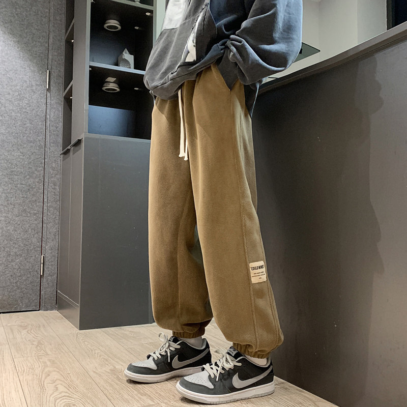 卫裤男秋冬运动裤加绒加厚宽松休闲裤男款束脚裤秋-K629-P45咖啡图片