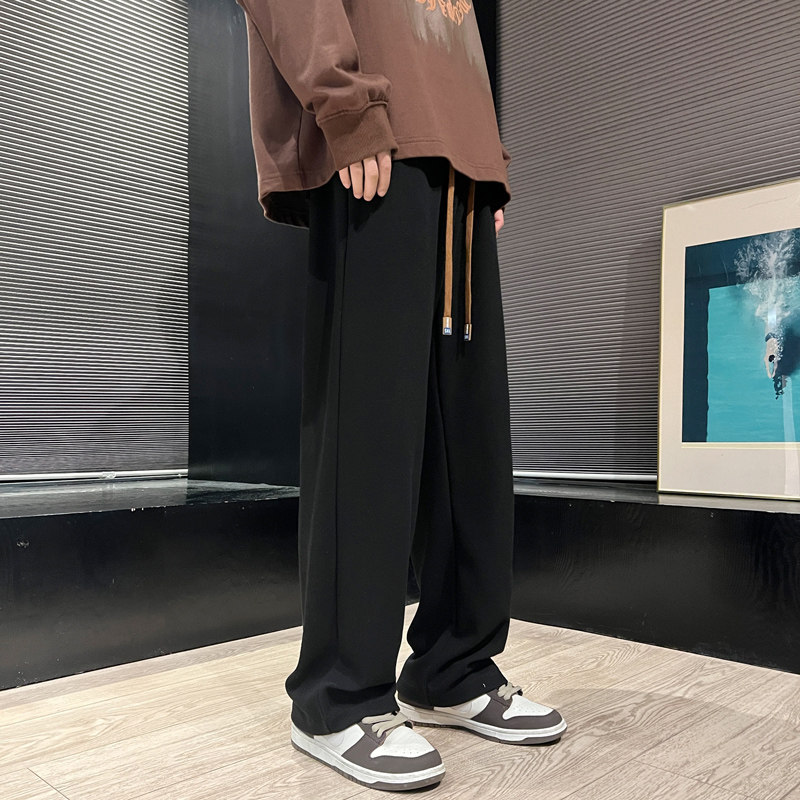 卫裤男2024秋季垂感oversize裤子宽松直筒阔腿长裤-K657-P38浅绿,男装休闲裤,星座307-3(原516-1)