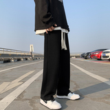休闲裤男春秋季宽松直筒裤港风韩版高街拖地长裤-K331-P40-黑色，男装休闲裤，星座307-3(原516-1)