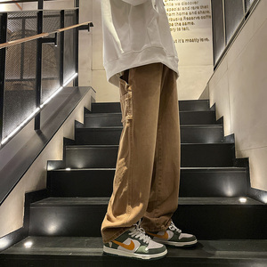 美式复古高街牛仔裤男潮牌水洗做旧宽松直筒休闲裤-5099-P45浅蓝图片