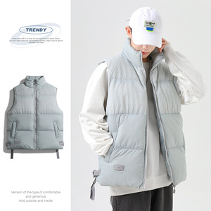 日系cityboy工装羽绒棉马甲冬季坎肩棉服休闲棉背心-8515-P70浅灰图片