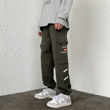 工装裤男潮ins束脚港风春秋宽松男士哈伦束脚休闲裤-K255-P35黑色，男装休闲裤，星座307-3(原516-1)