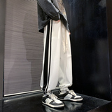 秋季束脚裤休闲潮牌大码长裤子侧边条纹运动卫裤男潮-K656-P45黑，男装休闲裤，星座307-3(原516-1)