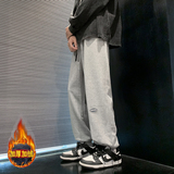 裤子男宽松休闲裤港风加绒束脚裤华夫格男士长裤-JR280-P40白加绒，男装休闲裤，星座307-3(原516-1)