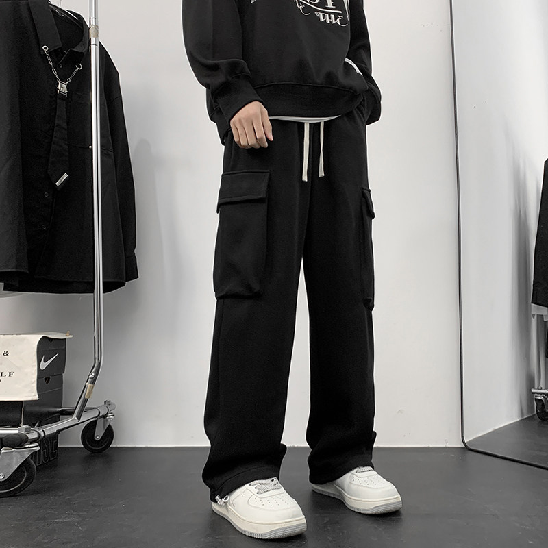 卫裤男美式潮牌男生宽松口袋工装裤休闲裤子运动裤男-K878-P38灰,男装休闲裤,星座307-3(原516-1)