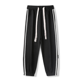 秋季束脚裤休闲潮牌大码长裤子侧边条纹运动卫裤男潮-K656-P45黑，男装休闲裤，星座307-3(原516-1)