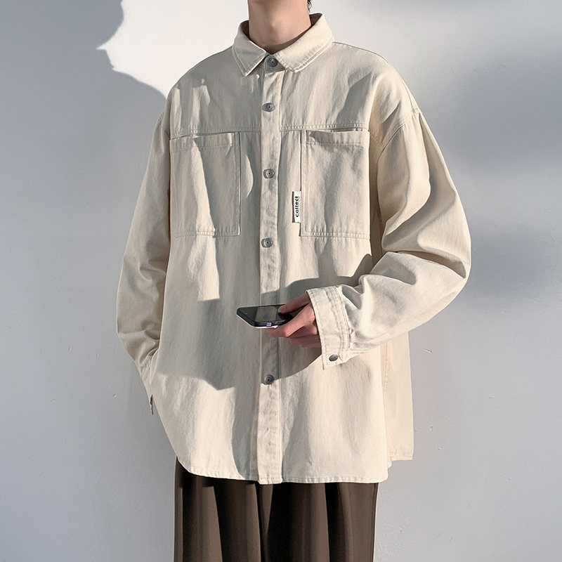 GENIOLAMODE工装衬衫男士长袖秋季2025新款外套青少年休闲百搭潮,男装衬衫,星座307-3(原516-1)