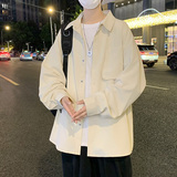 长袖衬衫男秋高级感痞帅衬衣潮ins港风外套设计感-CS615-P45米白，男装衬衫，星座307-3(原516-1)