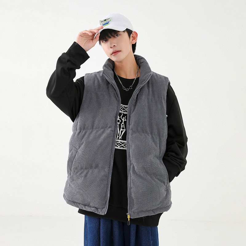 灯芯绒棉马甲男冬季日系复古加厚立领棉服情侣外套-8516-P68米白,男装背心/马甲,星座307-3(原516-1)