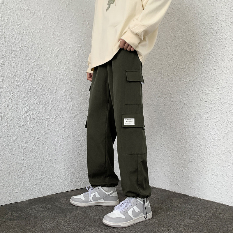 工装裤男2024春秋休闲长裤韩版潮流港风宽松九分裤-K252-P35深灰,男装休闲裤,星座307-3(原516-1)