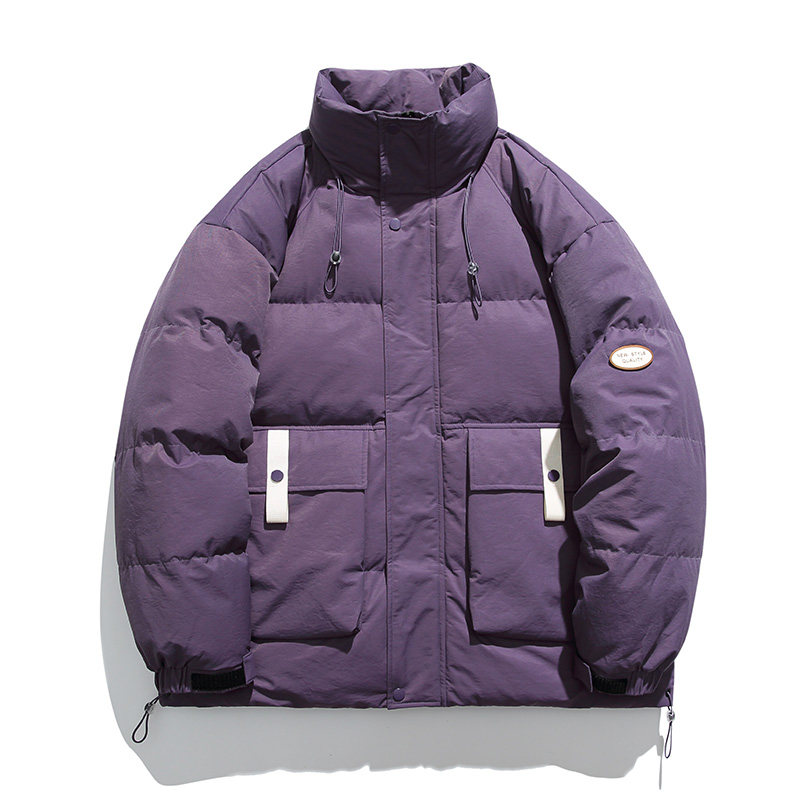冬季立领棉服男宽松潮牌ins工装夹克冬季加厚保暖外套-M881-P95紫,男装棉衣,星座307-3(原516-1)