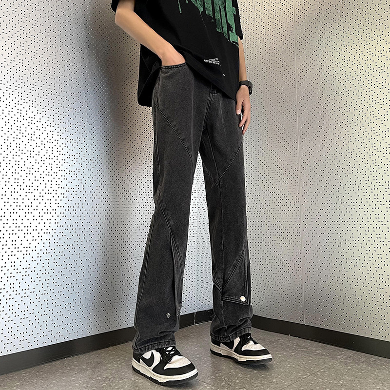 美式复古水洗牛仔裤男春夏hiphop设计感高街直筒长裤-K030-P50蓝,男装牛仔裤,星座307-3(原516-1)