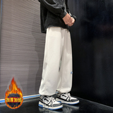 裤子男宽松休闲裤港风加绒束脚裤华夫格男士长裤-JR280-P40白加绒，男装休闲裤，星座307-3(原516-1)